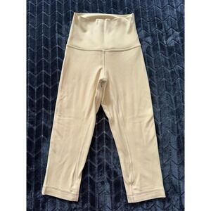 Lululemon Women's Align Cropped‎ Leggings High Rise Yoga Pants Athletic Beige 0